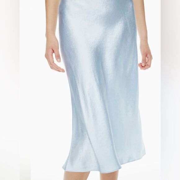 Babaton for Aritzia Women’s Size 16 Slip Midi Skirt Japanese Satin Light Blue - Picture 5 of 16